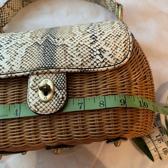 Eric Javits Vintage Snakeskin Wicker Top Handle Handbag - Picture 9 of 14